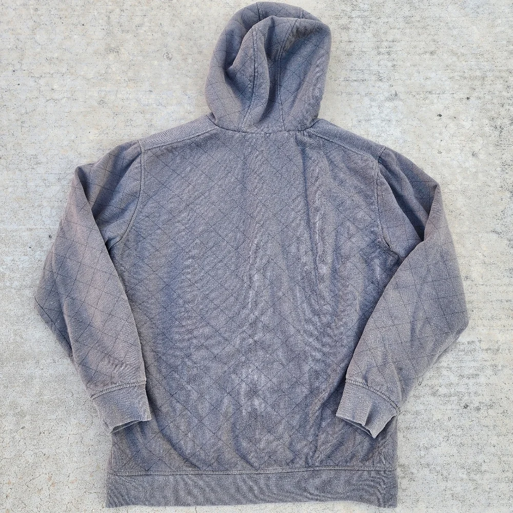 Y2K Quicksilver Gray Quilted Men's Zip Up Hoodie Sherpa Lined Jacket, Sz‎ XL